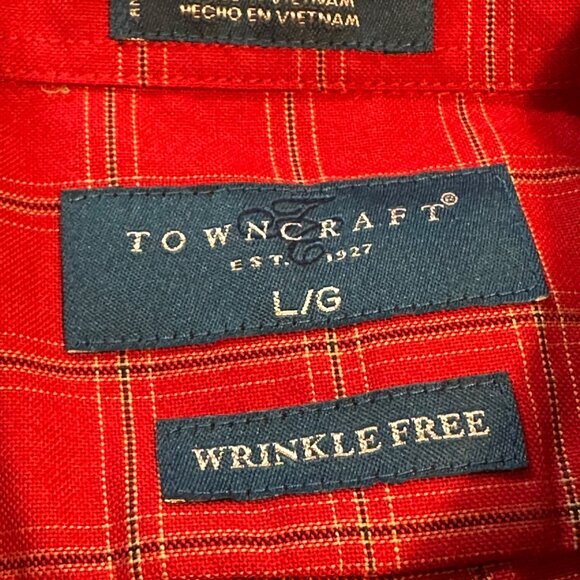 Towncraft Men's Size Large Red Plaid Short Sleeve Button-Down Shirt - Picture 4 of 10